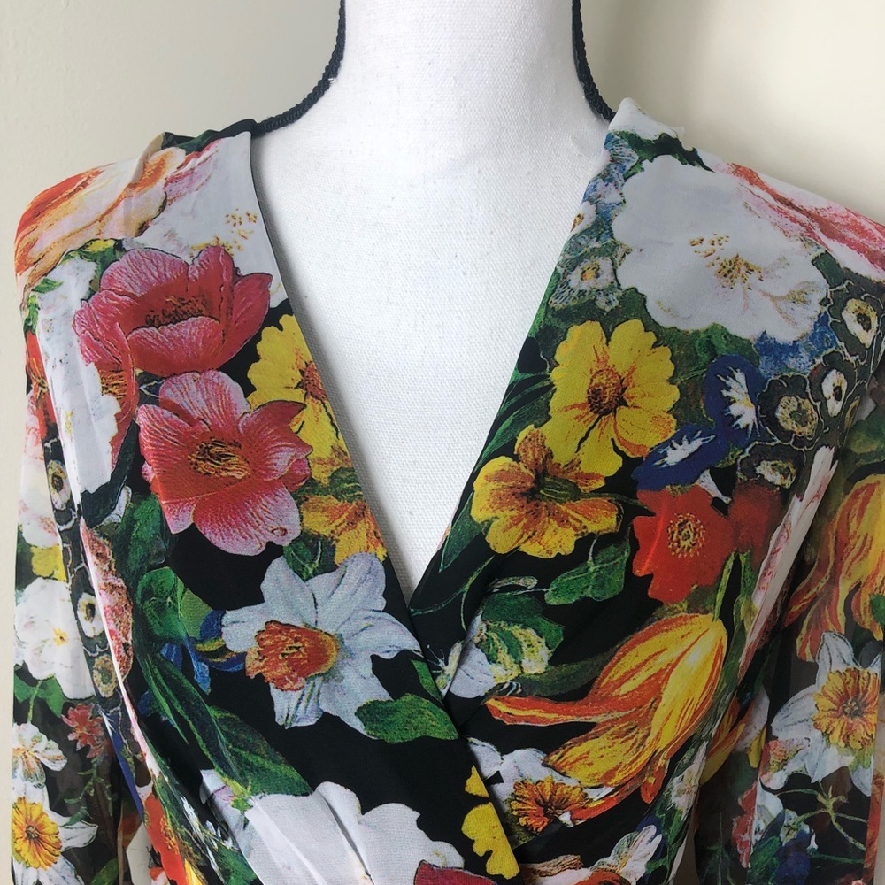 LF Multicolored Floral Tie Dress Size 16 - Picture 3 of 6
